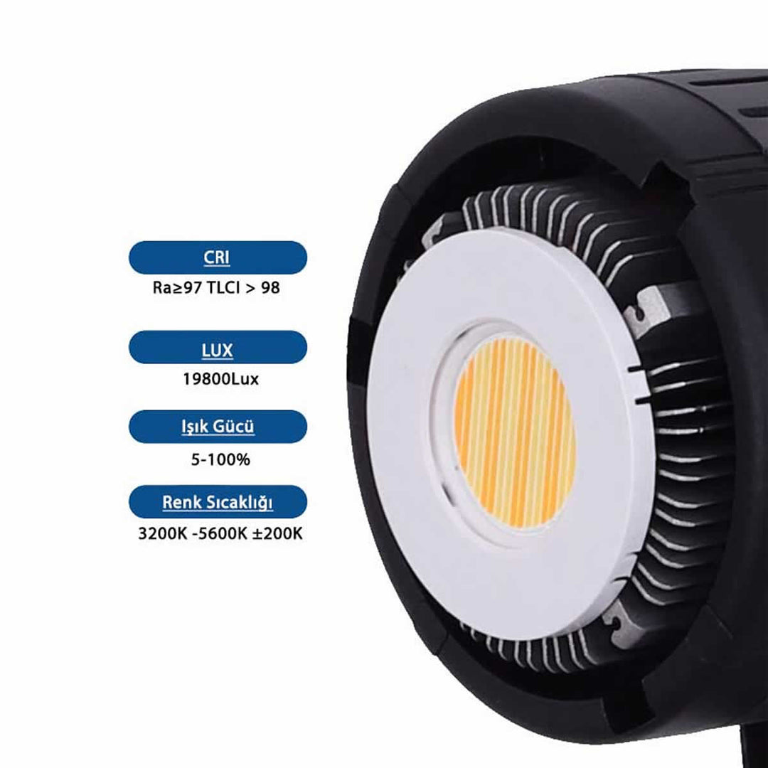 GDX HD-120II C BiColor LED Video Işığı 120W Tekli Set 60x90 Gridli Softbox Işık Ayağı