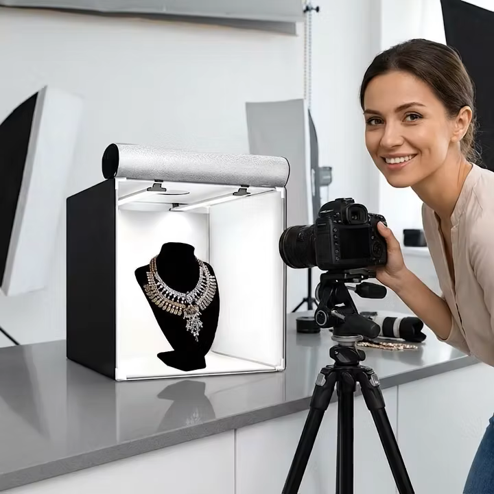GDX Pro II 60x60 cm Işıklı Ürün Çekim Çadırı 3 LED Panelli 4 Fonlu E-Ticaret Fotoğraf Seti