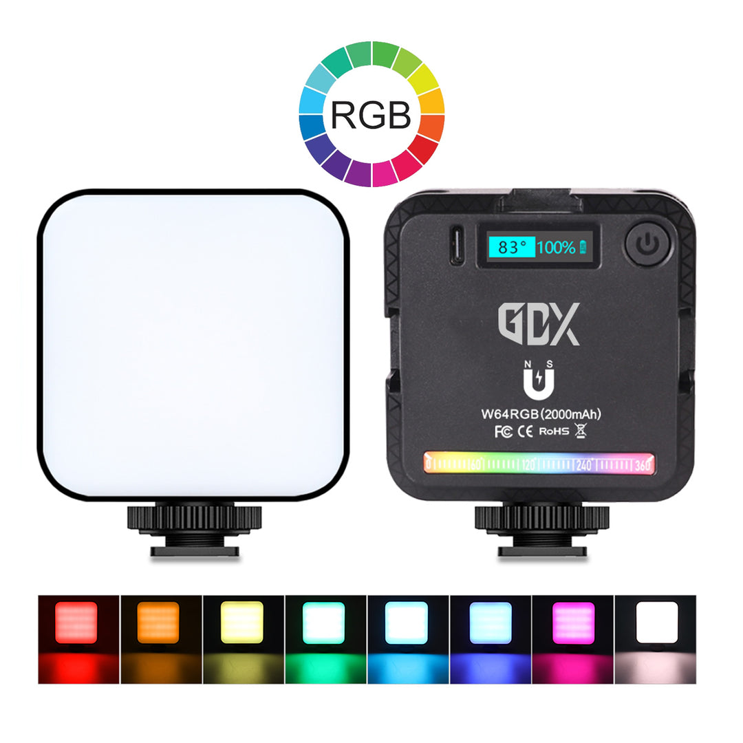 GDX 64 RGB LED Mıknatıslı Mobil Video Işığı 2500K-9000K 20 Efektli Cep LED Işık
