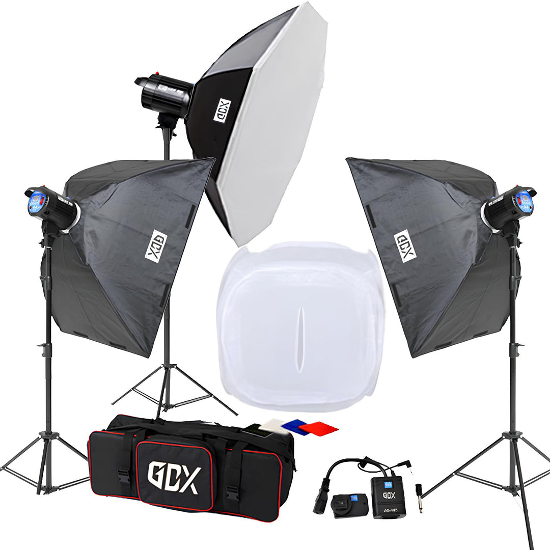GDX BM400 3'lü Paraflaş Set + Çekim Çadırı 120x120cm