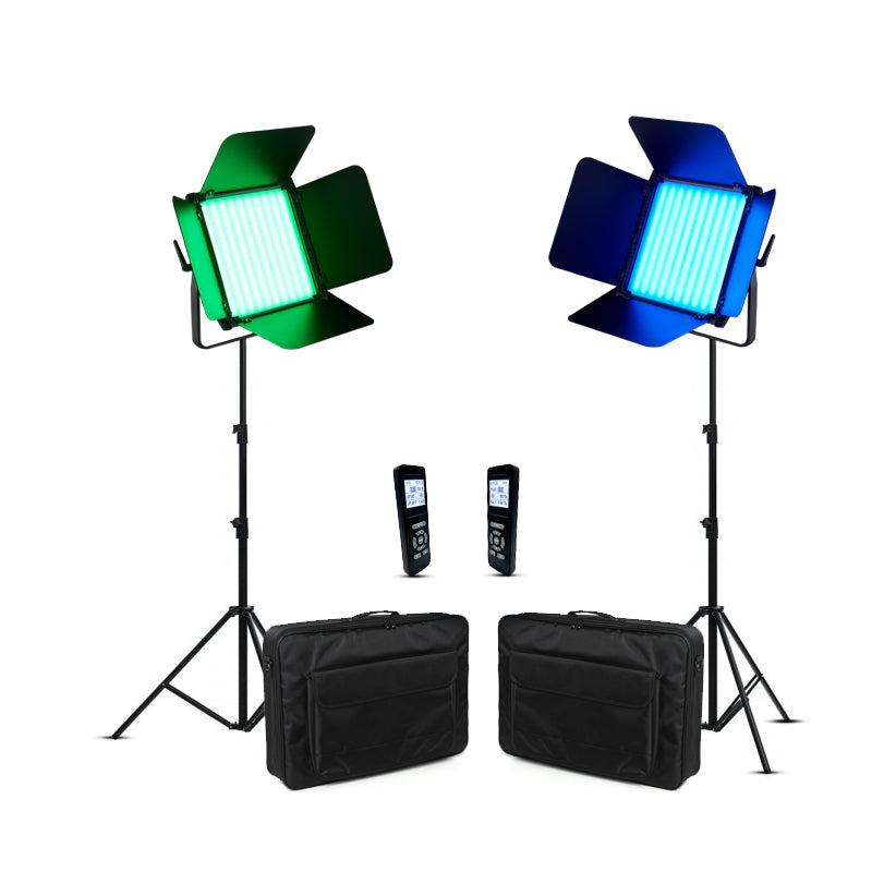 GDX CF-1000R RGB LED Video Işığı 2’li Set 208W 2700K-10000K DMX Bluetooth APP Kontrollü 260cm Ayaklı Çantalı Set