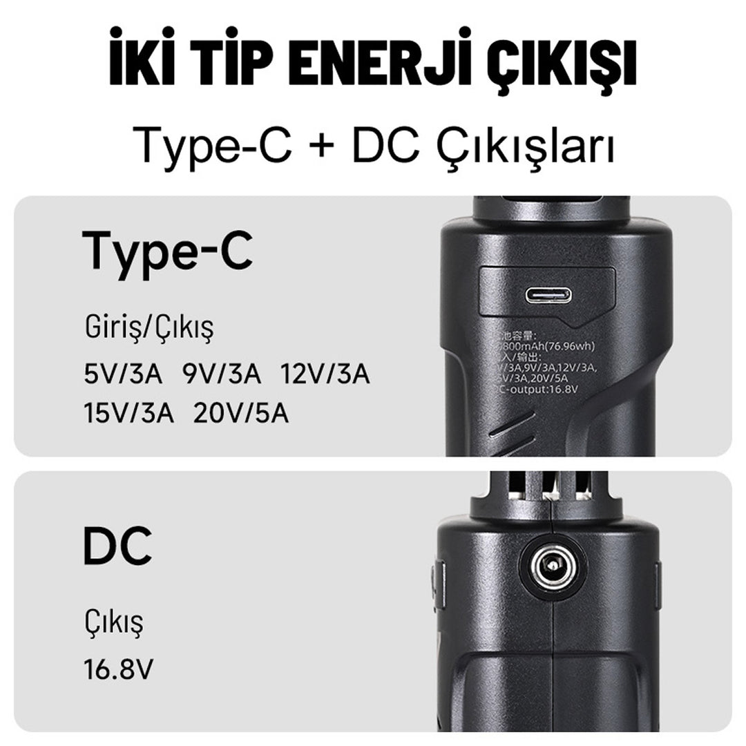 GDX CF-135 II RGB Telefon Vlog Yayın Seti 2500K-9900K Mini RGB LED El Tipi Powerbank Tripod Batarya