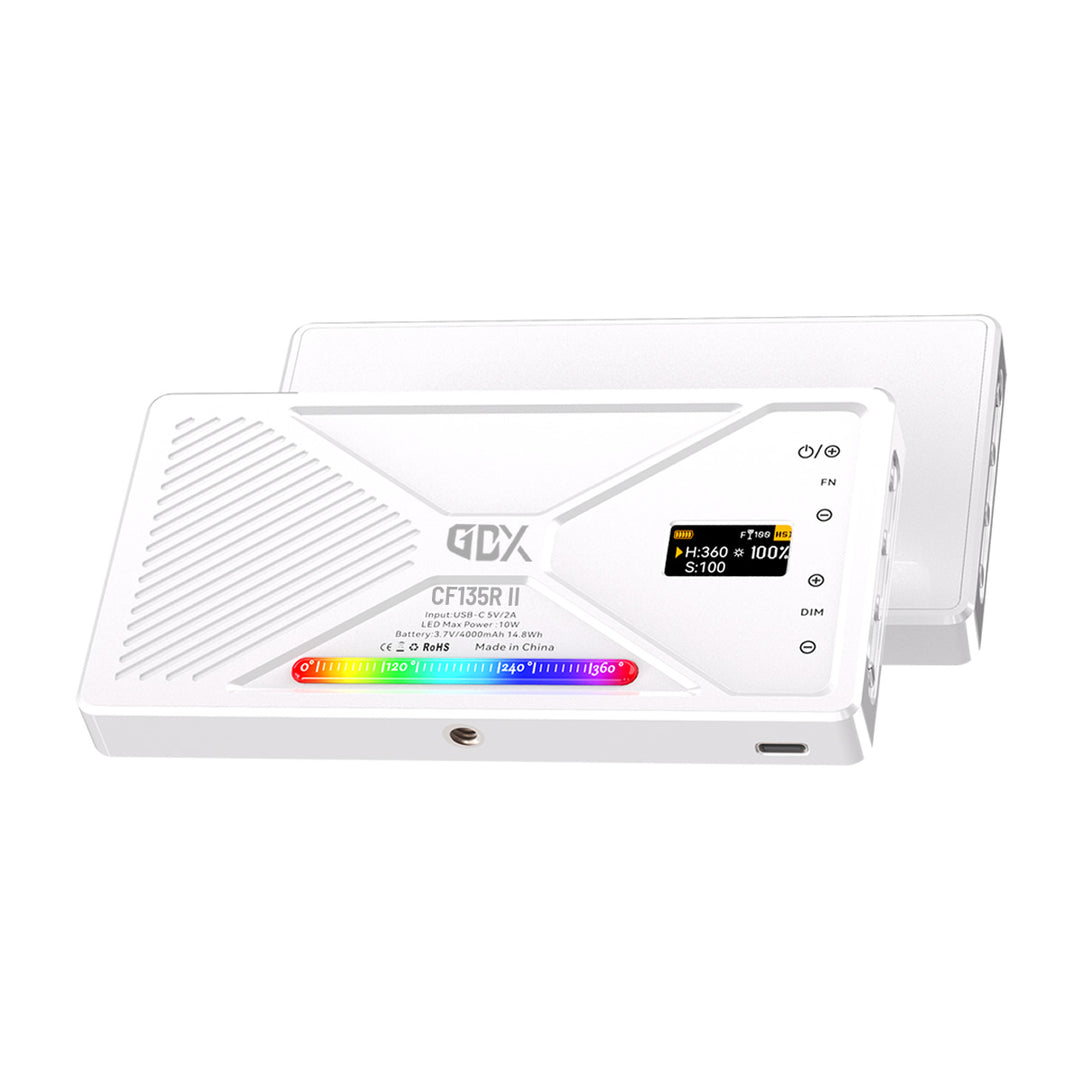 GDX CF-135 II RGB Mini LED Işık 2500-9900K 21 Efektli Şarjlı Taşınabilir 10W 360 Derece Renk Panel LED