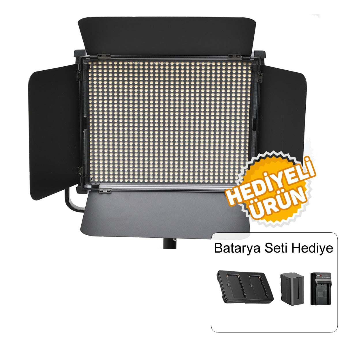 GDX CF-LED 1024W 60W CRI 95+ BiColor LED Video Işığı Batarya ve Şarj Cihazı Hediyeli