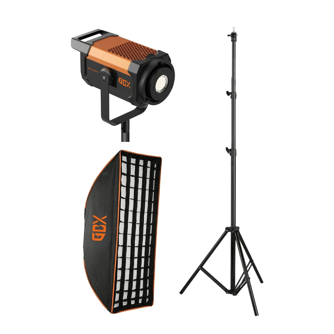 GDX CN-300C II 300W Bi-Color COB LED Fotoğraf ve Video Işık Seti 2700K-6500K One Tick Softbox 260cm Ayaklı Tekli Tam Set