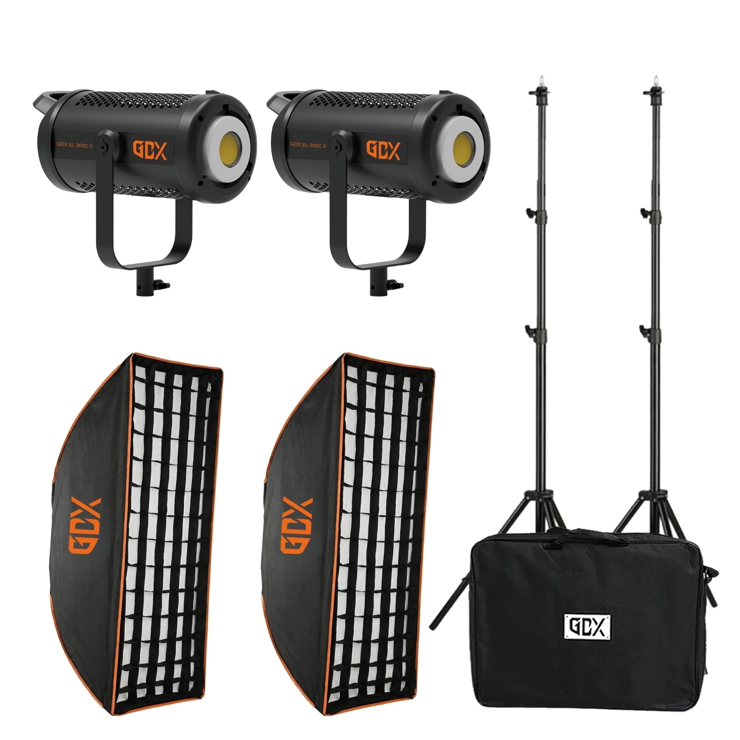 GDX EL-300C II 600W Bi-Color İkili LED Fotoğraf ve Video Işık Seti 2700K-6500K Softbox 260cm Ayak Sürekli Işık Seti