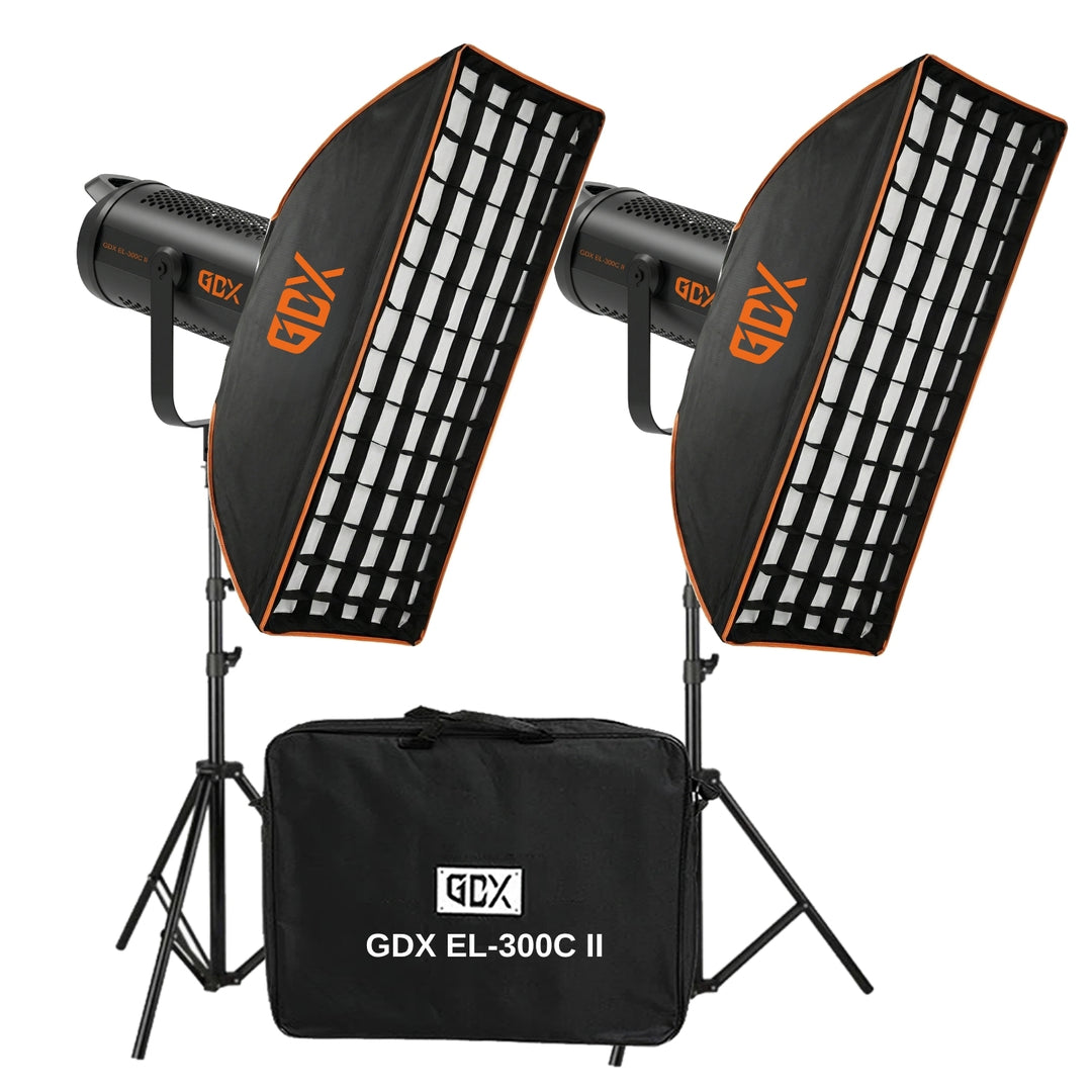 GDX EL-300C II 600W Bi-Color İkili LED Fotoğraf ve Video Işık Seti 2700K-6500K Softbox 260cm Ayak Sürekli Işık Seti