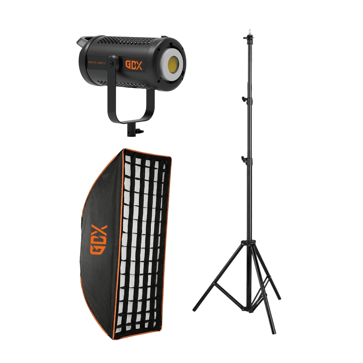 GDX EL-300C II 300W Bi-Color LED Fotoğraf ve Video Işık Seti 2700K-6500K One Tick Softbox 260cm Ayaklı Tekli Tam Set