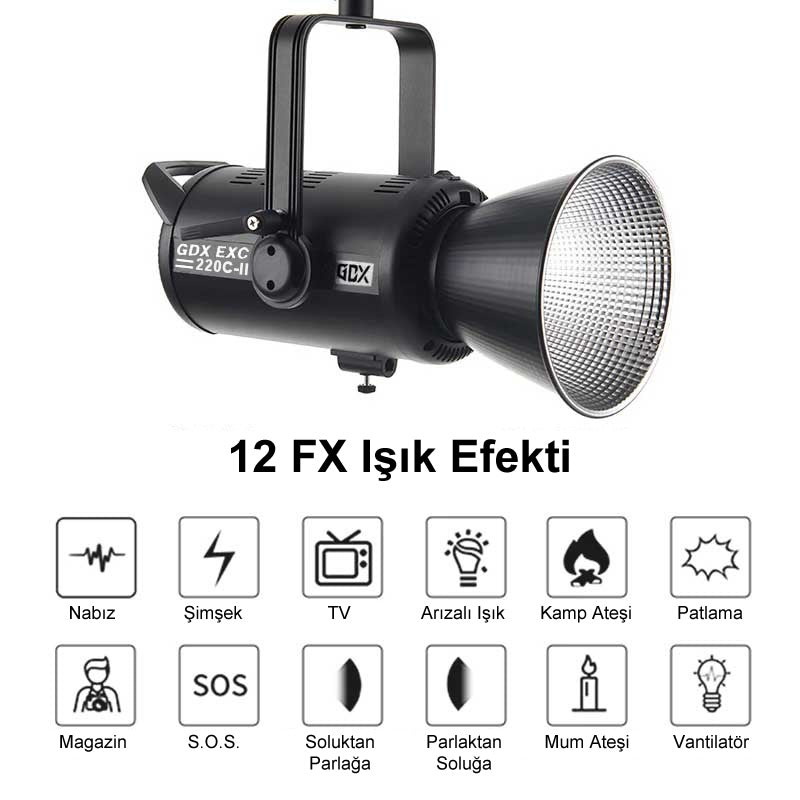 GDX EXC-220C-II 230W Bi-Color LED Video Işığı CRI 97+ Profesyonel Stüdyo Sürekli Işık
