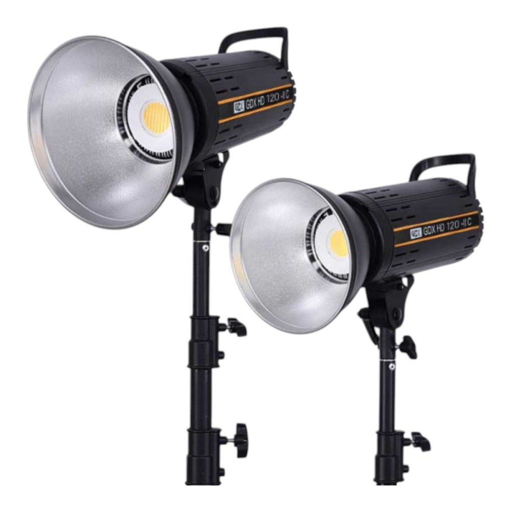 GDX HD-120II C BiColor LED Video Işığı 2’li Set 240W 2x Gridli Softbox 260cm Işık Ayağı