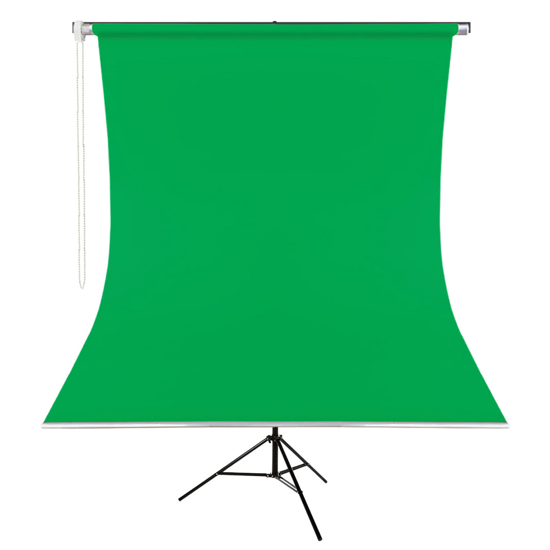 GDX 190x400 cm Vesikalık Kumaş Yeşil Fon Seyyar Mekanizmalı Rulo Sistem 260 cm Işık Ayaklı Set
