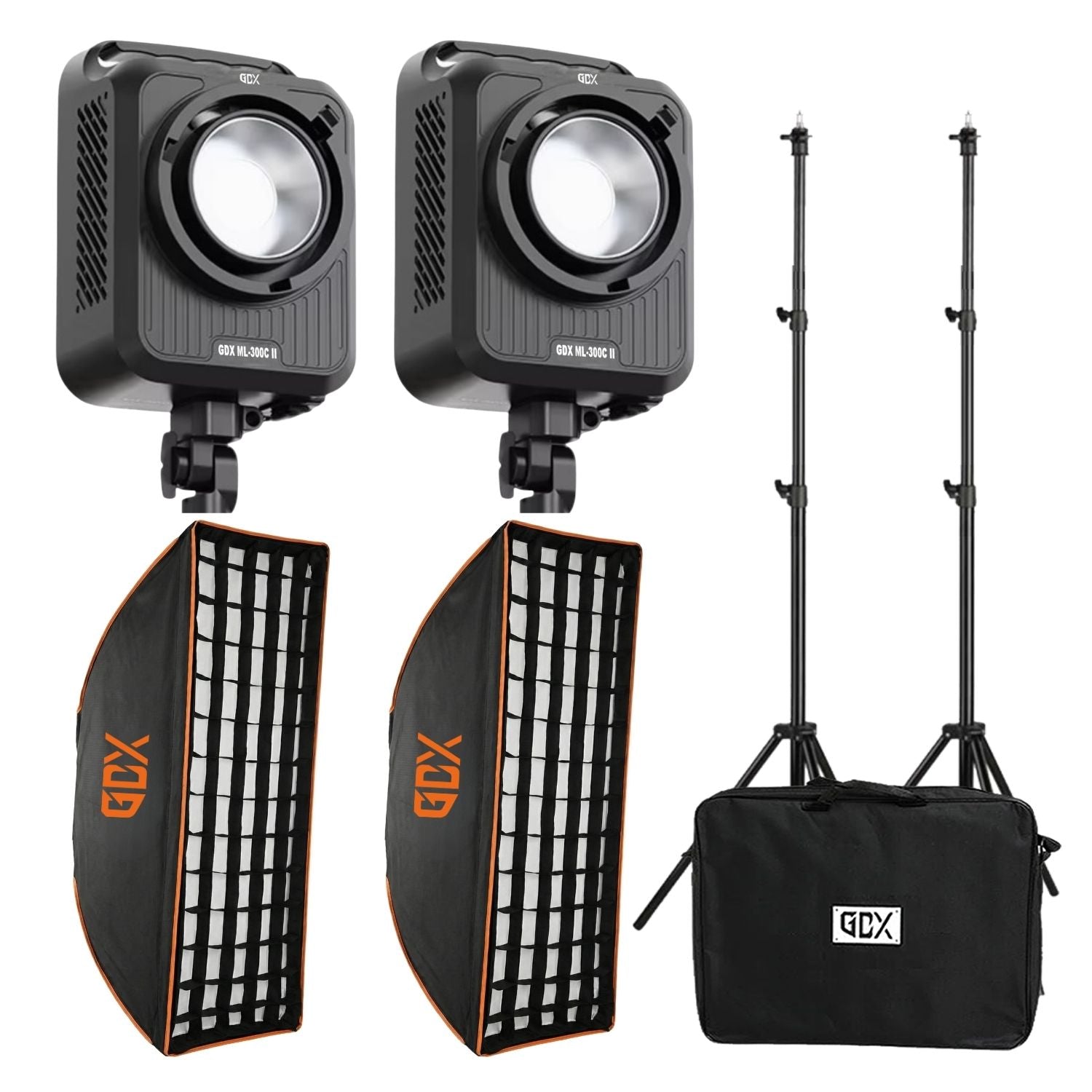 GDX ML-300C II 600W Bi-Color İkili LED Video Işığı 2700K-8500K Softbox Ayak ve Taşıma Çantalı