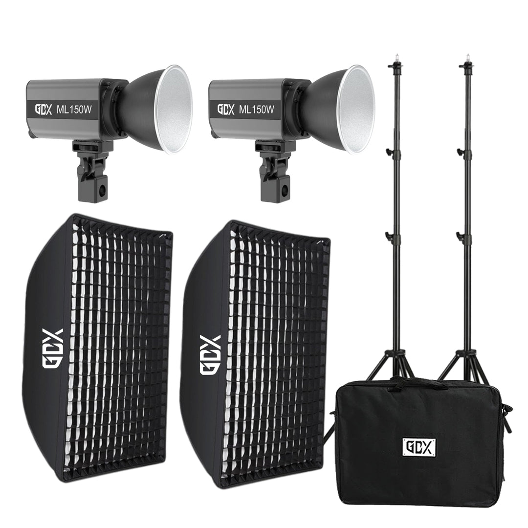 GDX ML150W BiColor LED Video Işığı İkili Set Çantalı Bowens Mount Profesyonel Sürekli Işık