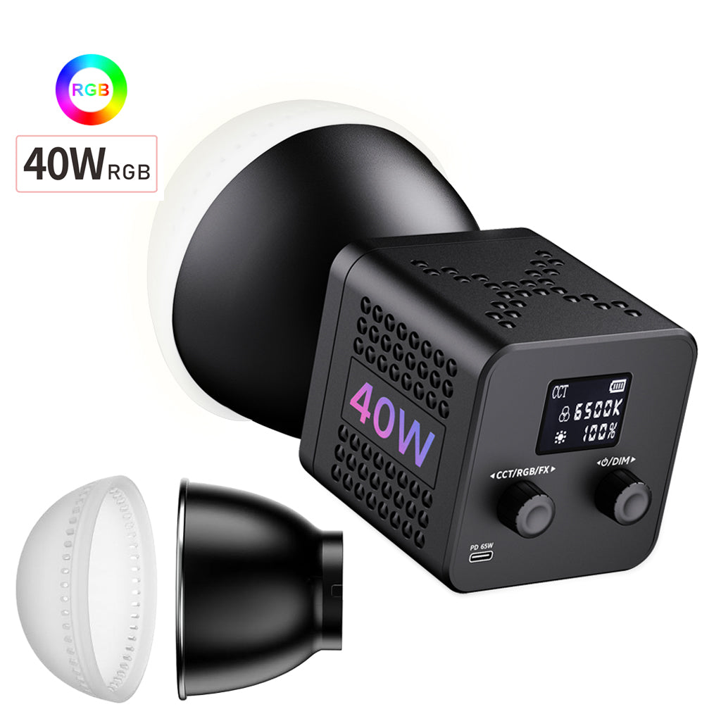 GDX ML40RGB 40W RGB COB Led Video Işığı Bataryalı 20 Efektli YouTube Vlog Işık Seti