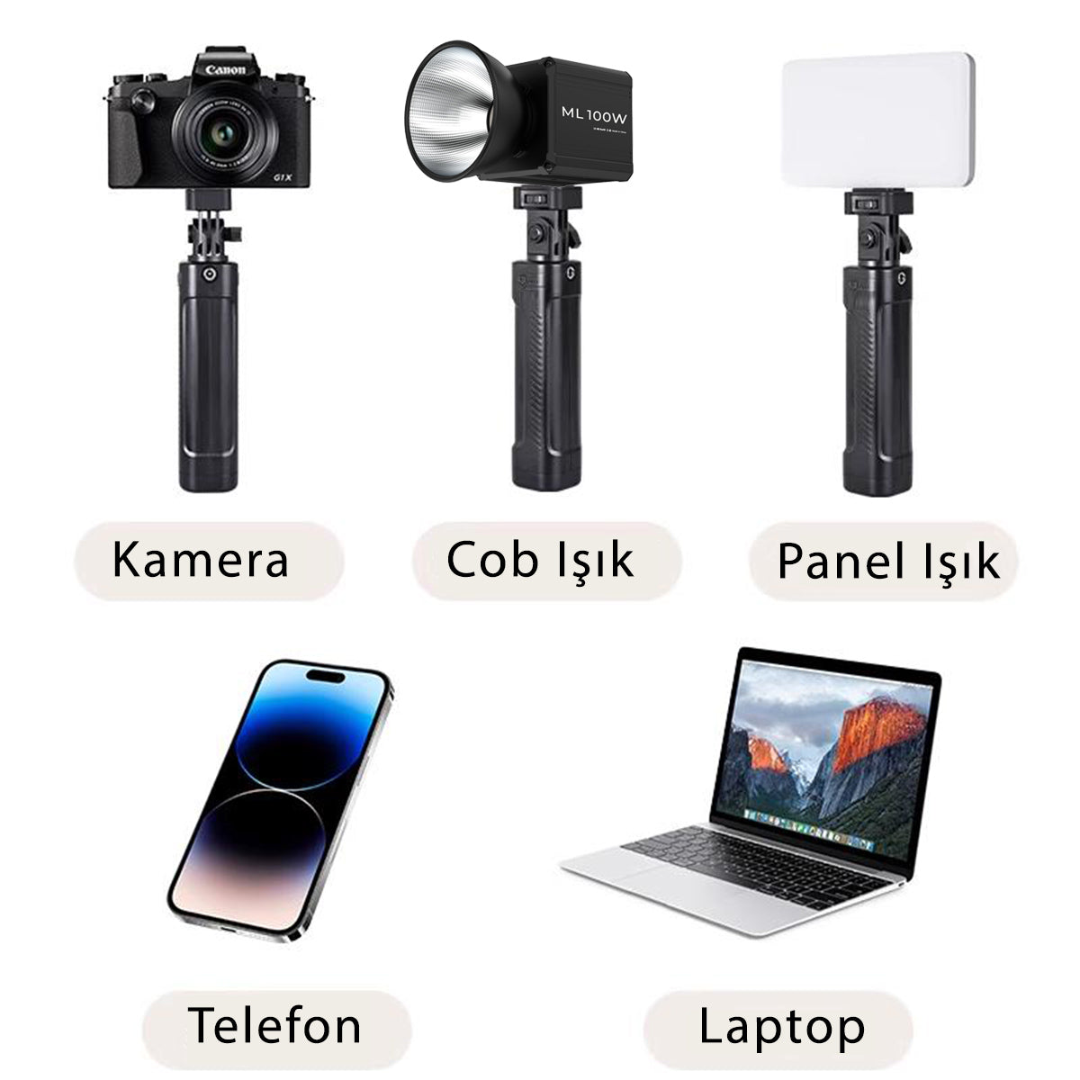 Gdx ML60W Bicolor Video LED Continuous Light + Handheld Powerbank Tripod Battery
