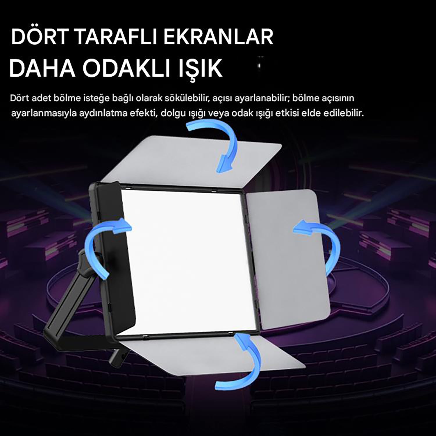 GDX P-750R II 150W RGBWY Profesyonel Panel LED Fotoğraf ve Video Işığı 2700K-6500K DMX Kontrollü Sürekli Işık