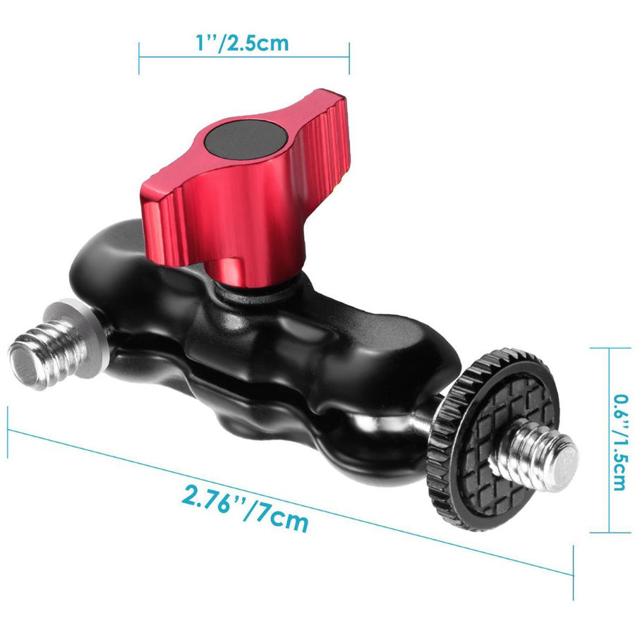GDX PB-02 Profesyonel Çift Top Kafa Adaptör Kamera Monitör ve Işık Tutucu Aparat