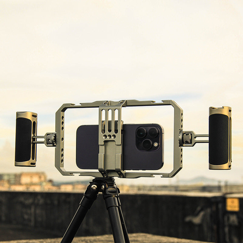 GDX PHN-08 Profesyonel Video Rig Çift Tutacaklı Metal Telefon Kafesi Vlog Ekipmanı