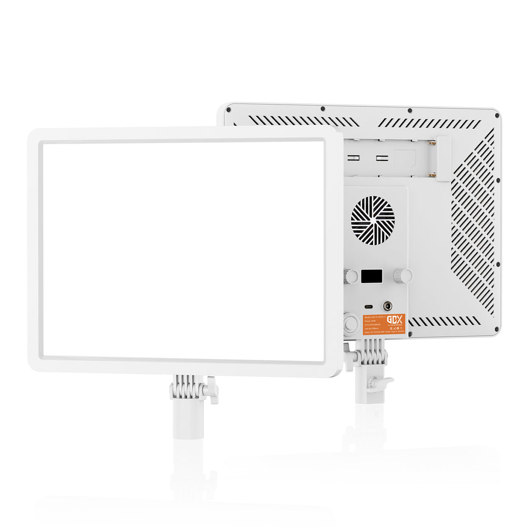 GDX.PL900C.II 60W Beyaz Govde Bi-Color LED Studyo Panel Isigi (2700K-6500K, Cift NP-F Batarya Yuvali, LCD Ekranli, 8 FX Efekt)
