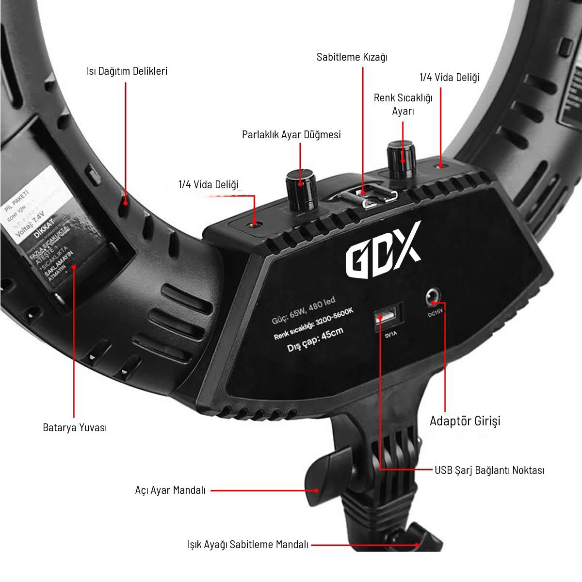 Gdx Pro Ring Light III 65W Bicolor Makyaj Youtuber Make Up Canlı Yayın Işığı