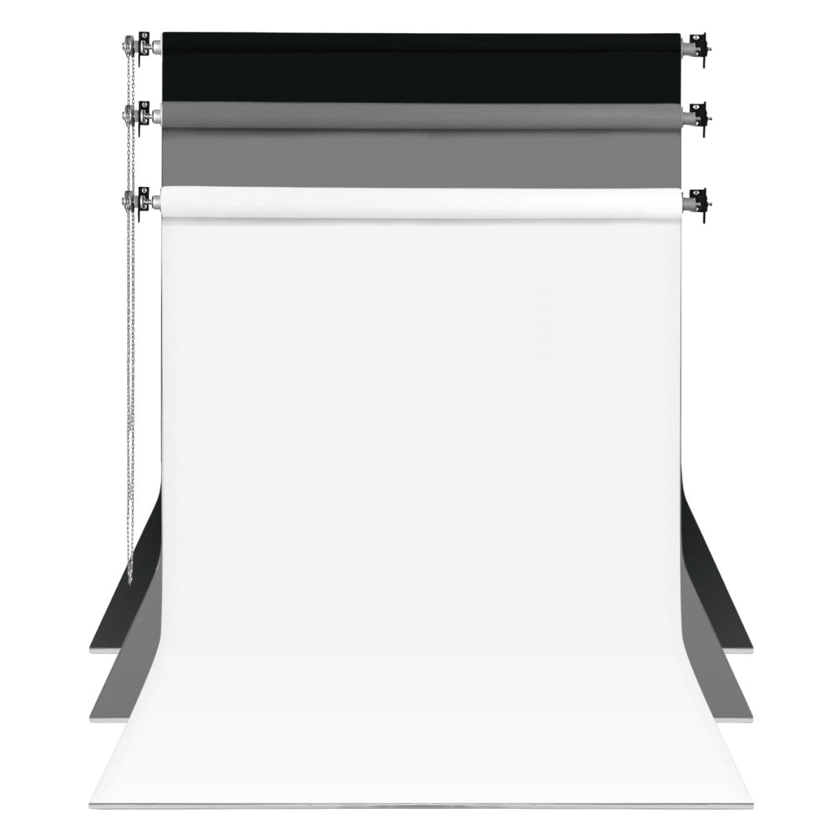 GDX Fixed Fabric White - Black - Gray 3-Piece Background Curtain Set 2.70x5.80 Meters - For Ceiling and Wall