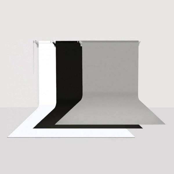 GDX Fixed Fabric White - Black - Gray 3-Piece Background Curtain Set 2.70x5.80 Meters - For Ceiling and Wall