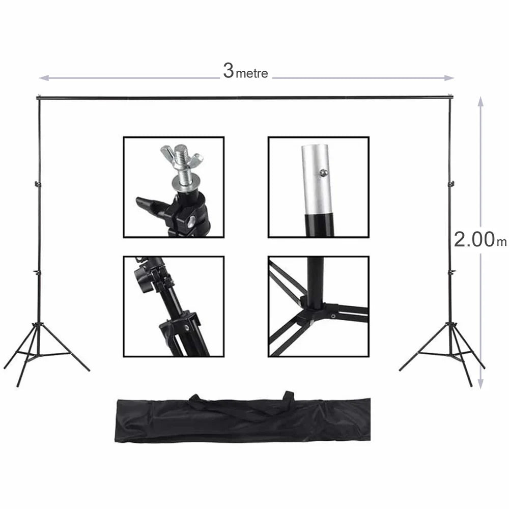 GDX Seyyar 3x3m Beyaz Fon Perde Sistemi Standlı E-Ticaret Ürün Çekim Portre Fotoğraf Stüdyo Seti