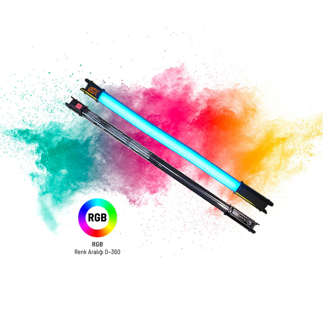 GDX TB-60 RGB 30W 60 cm LED Tüp Işık Youtube Canlı Yayın Arka Plan Renkli Dolgu Işığı