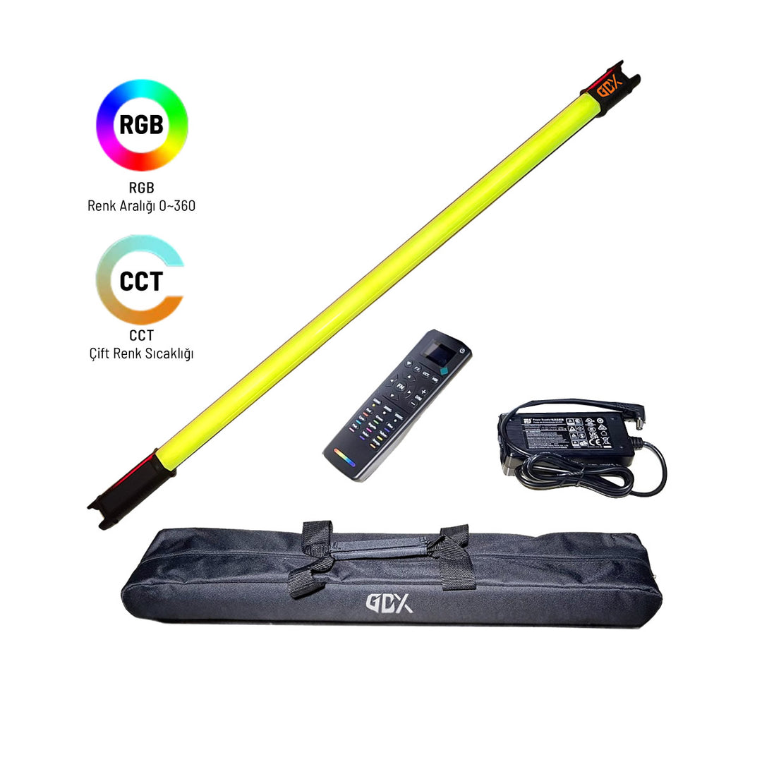 GDX TB 80 RGB 45W LED Tüp Işık YouTube ve Canlı Yayın için Renkli Arka Plan Aydınlatma 80 cm