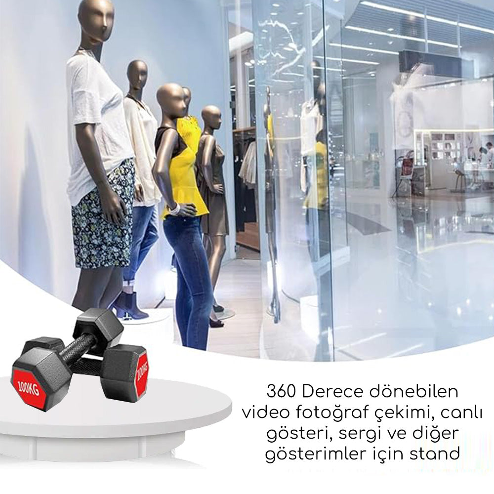 GDX TUTA Çap 42 cm Döner Tabla 20 kg Kapasiteli 360 Derece Uzaktan Kumandalı Ürün Çekim Platformu