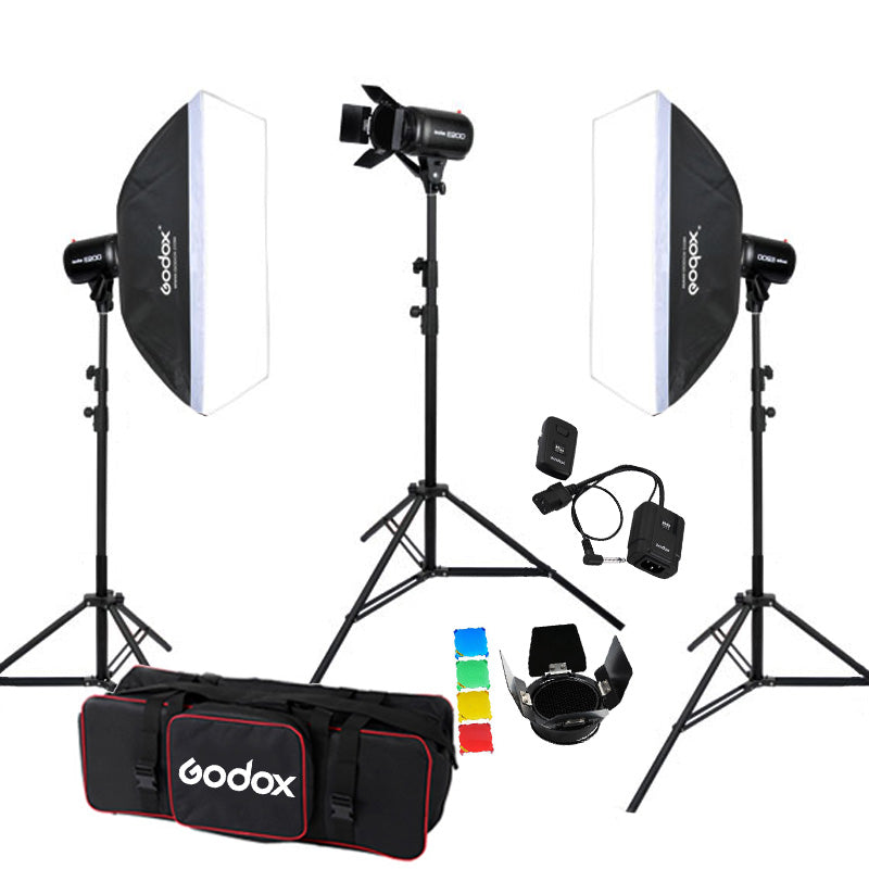 Godox E250 3'lü Paraflaş Set + Çekim Çadırı 50x50 cm