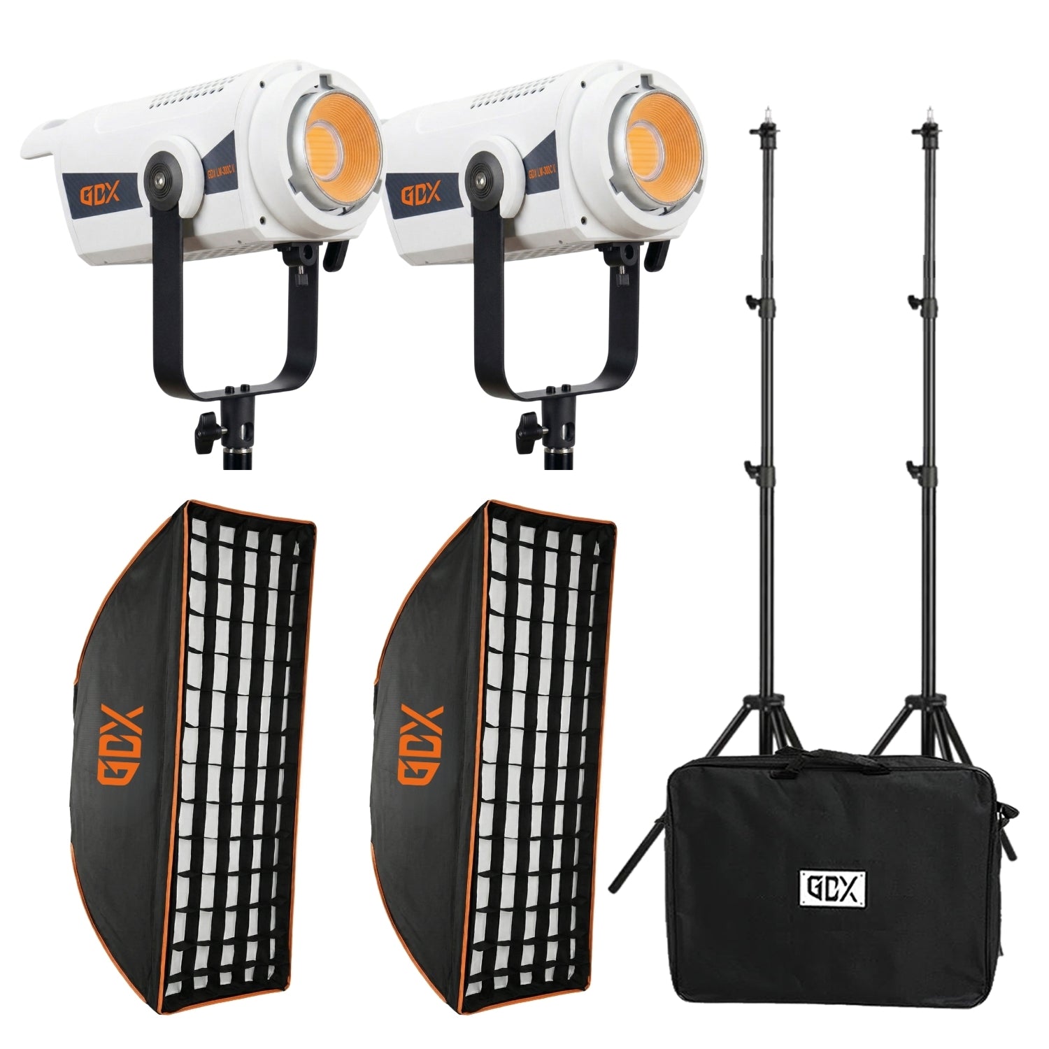 GDX LM-300C II 600W Bi-Color İkili COB LED Fotoğraf ve Video Işık Seti 2700K-6500K Softbox Ayaklı Çantalı Full Set