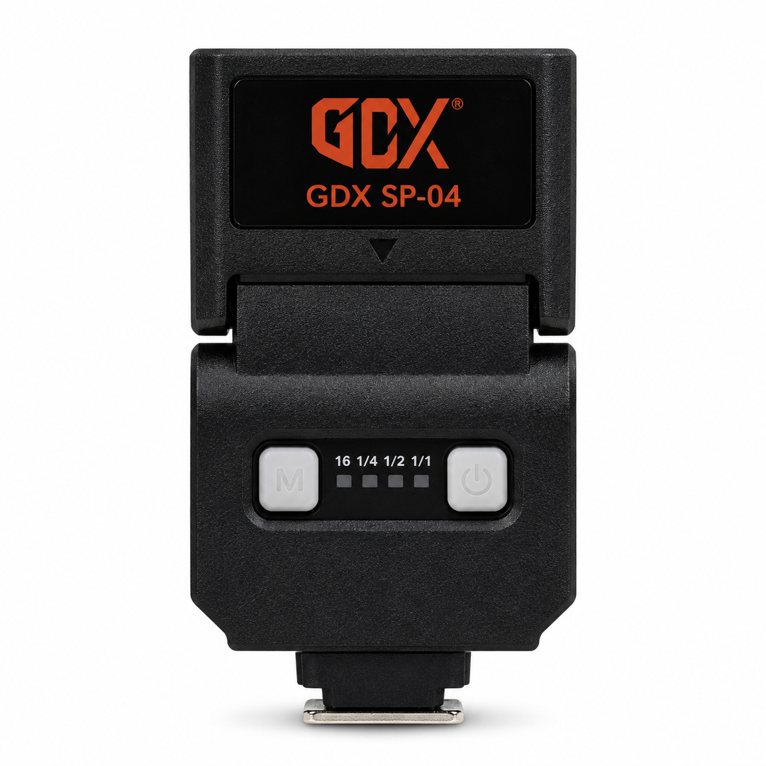 GDX SP-04 Mini Kamera Tepe Flaşı & Bi-Color LED Video Dolgu Işığı (GN8, 2700K-7500K, Type-C Şarjlı, Evrensel Hot Shoe)