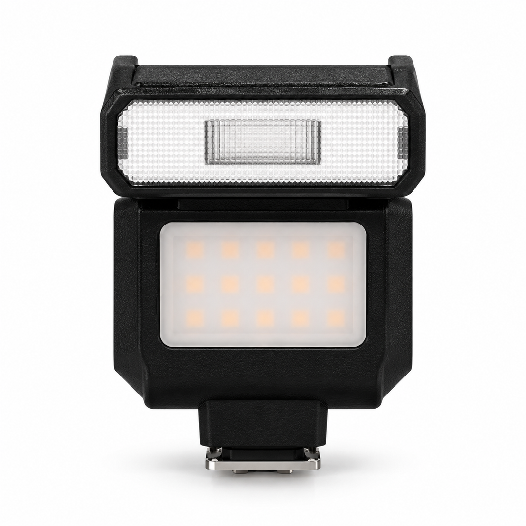 GDX SP-04 Mini Kamera Tepe Flaşı & Bi-Color LED Video Dolgu Işığı (GN8, 2700K-7500K, Type-C Şarjlı, Evrensel Hot Shoe)
