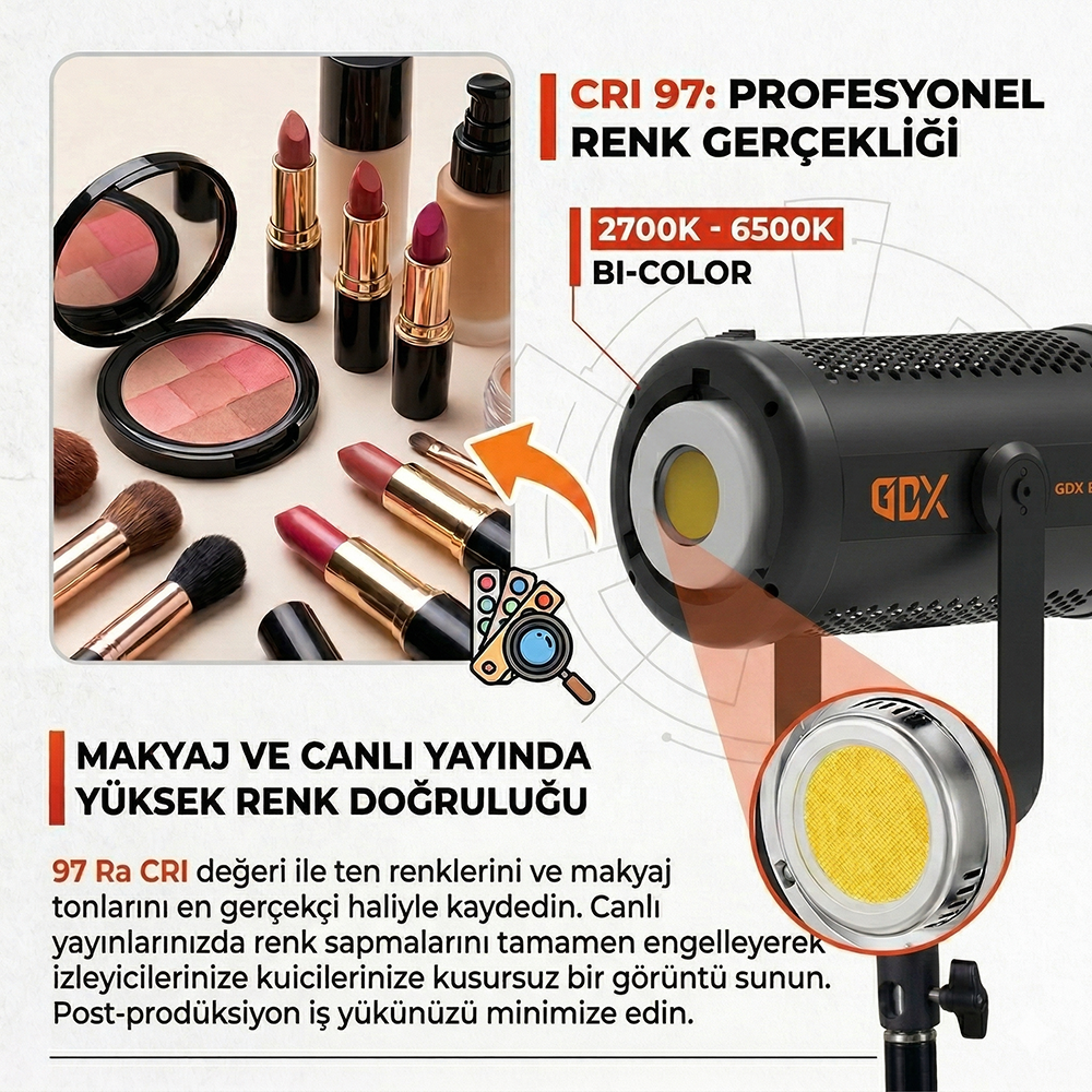 GDX EL-300C II 300W Bi-Color LED Fotoğraf ve Video Işığı 2700K-6500K Profesyonel Bowens Mount Sürekli Işık