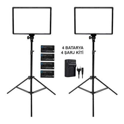 GDX PRO LED GX-300 Soft Light 2'li Set Bi-Color 4 Bataryalı 130W Profesyonel Video Işığı