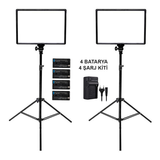 GDX PRO LED GX-300 Soft Light 2'li Set Bi-Color 4 Bataryalı 130W Profesyonel Video Işığı