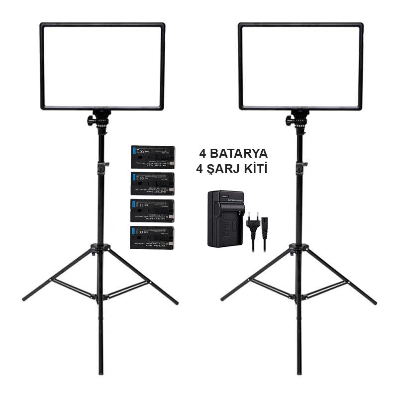 GDX PRO LED GX-300 Soft Light 2'li Set Bi-Color 4 Bataryalı 130W Profesyonel Video Işığı