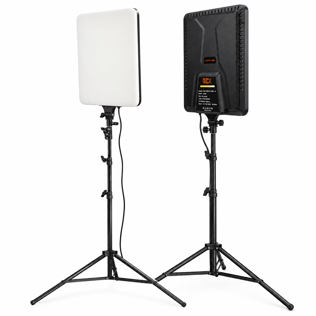GDX P300TS 100C II BiColor 100W LED Panel & Paslanmaz Çelik Kalın Işık Ayağı İkili Stüdyo Seti (2 Işık + 2 Ayak)