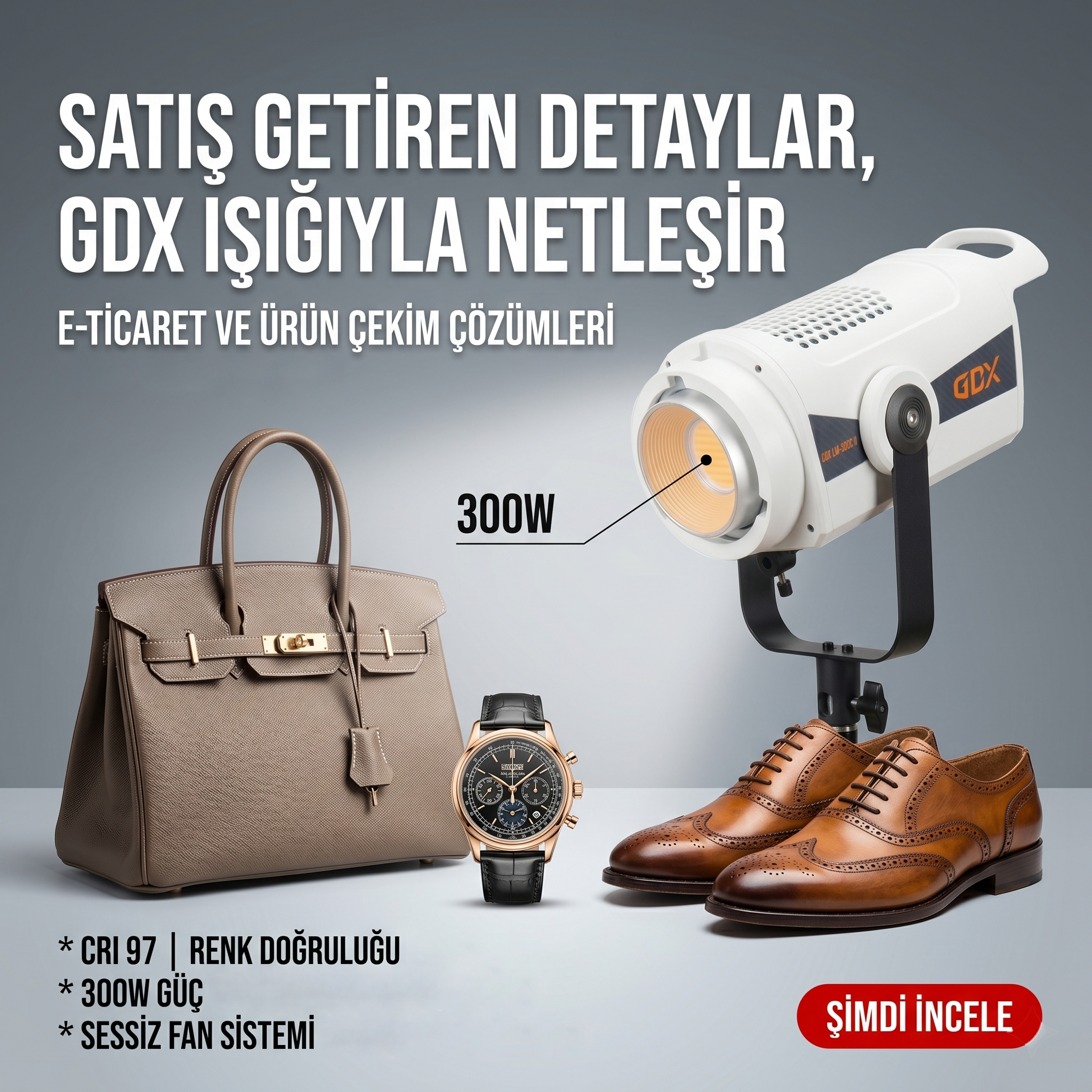 GDX LM-300C II 300W Bi-Color COB LED Fotoğraf ve Video Işığı 2700K-6500K Profesyonel Bowens Mount Sürekli Işık Ünitesi