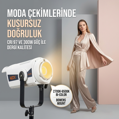 GDX LM-300C II 300W Bi-Color COB LED Fotoğraf ve Video Işığı 2700K-6500K Profesyonel Bowens Mount Sürekli Işık Ünitesi