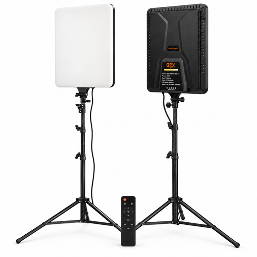 GDX P300TS 100C II BiColor 100W LED Panel & Paslanmaz Çelik Kalın Işık Ayağı İkili Stüdyo Seti (2 Işık + 2 Ayak)