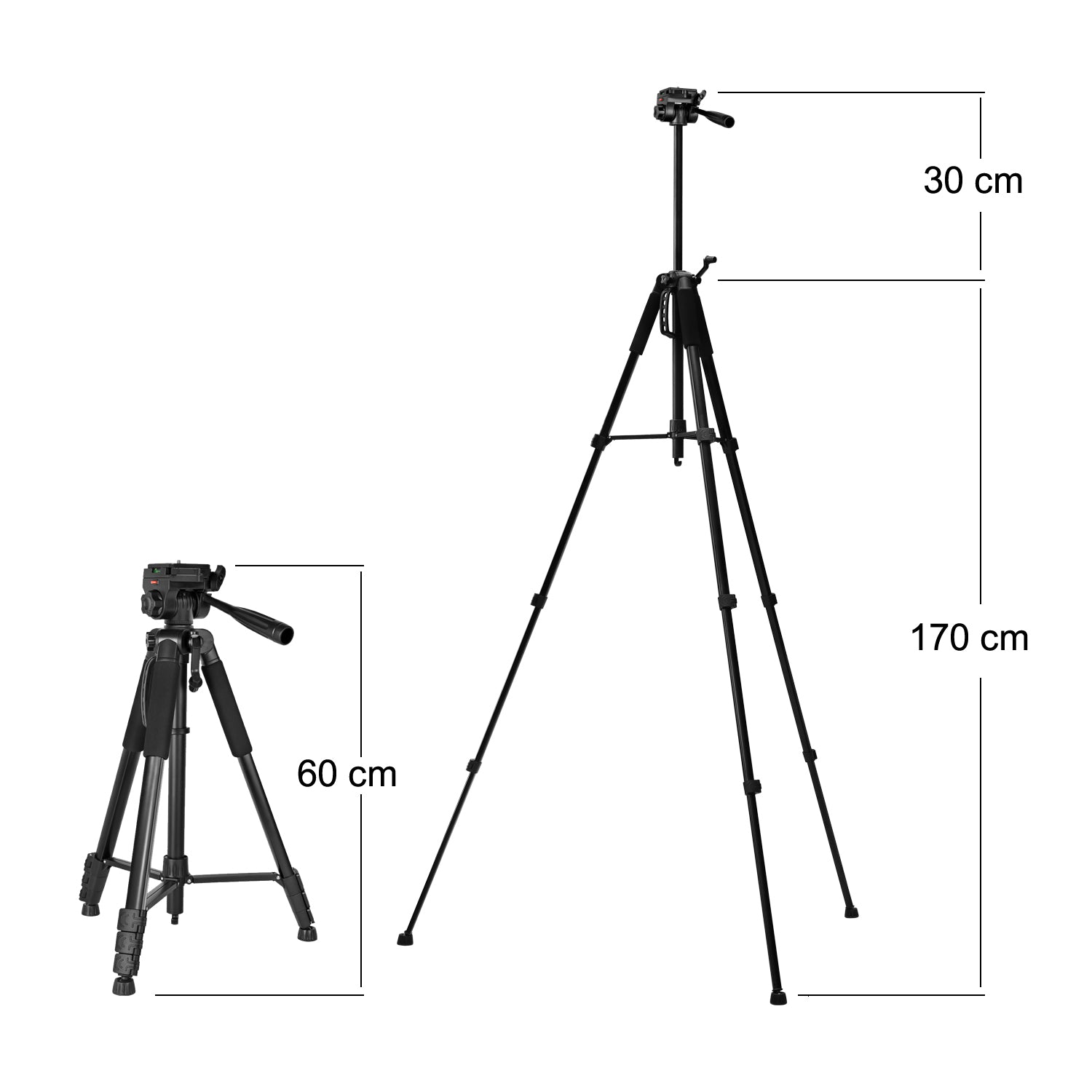GDX 200 Profesyonel Tripod 3 Kademeli Asansörlü Su Terazili 3 Yönlü Pan Tilt Kafa Kamera ve Video Standı