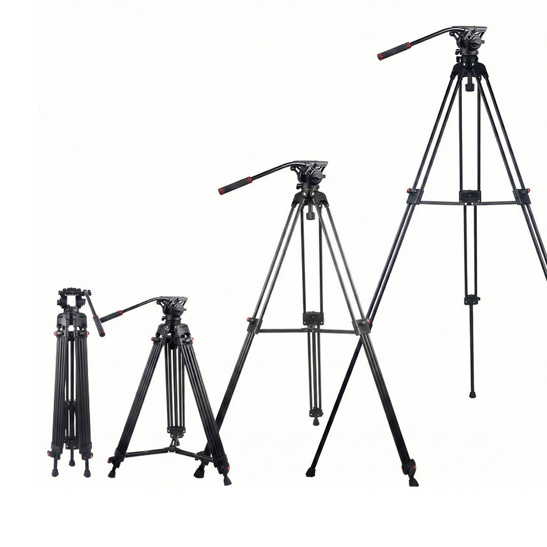 GDX 985 Profesyonel Video ve Fotoğraf Tripod 10kg Taşıma Kapasiteli VH07 Fluid Kafa 176cm Boy