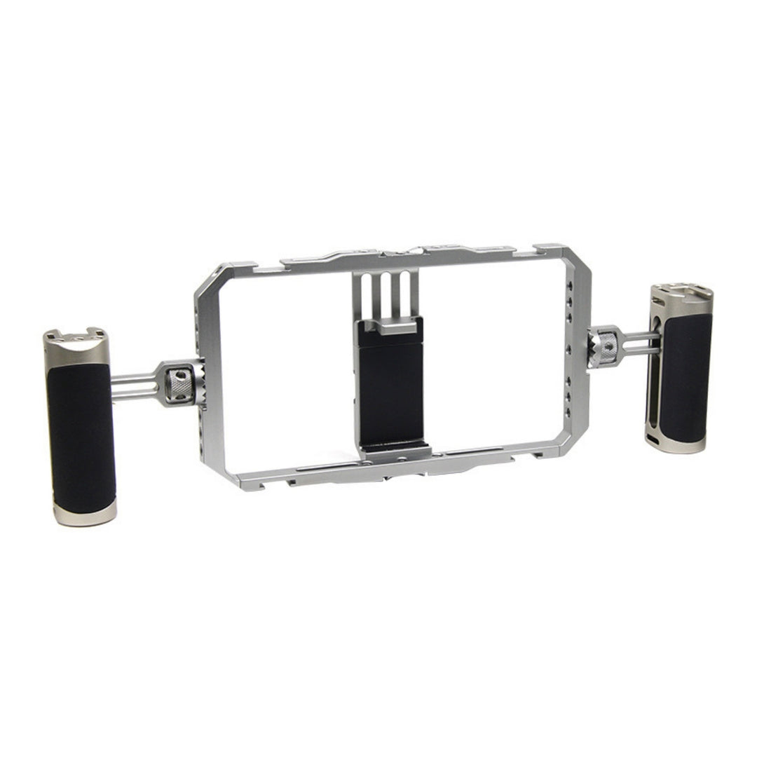 GDX PHN-08 Profesyonel Video Rig Çift Tutacaklı Metal Telefon Kafesi Vlog Ekipmanı