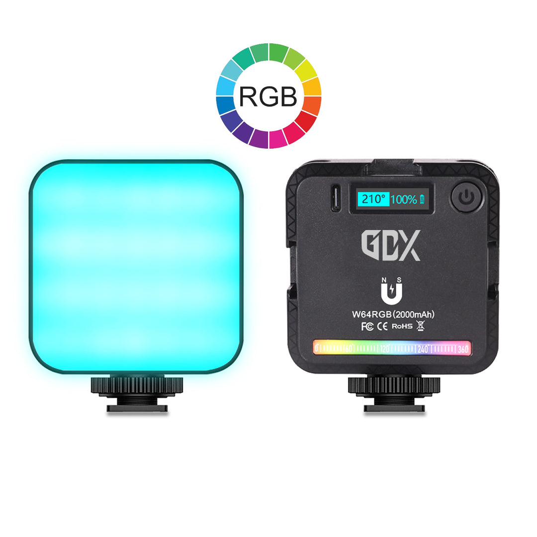 GDX 64 RGB LED Mıknatıslı Mobil Video Işığı 2500K-9000K 20 Efektli Cep LED Işık