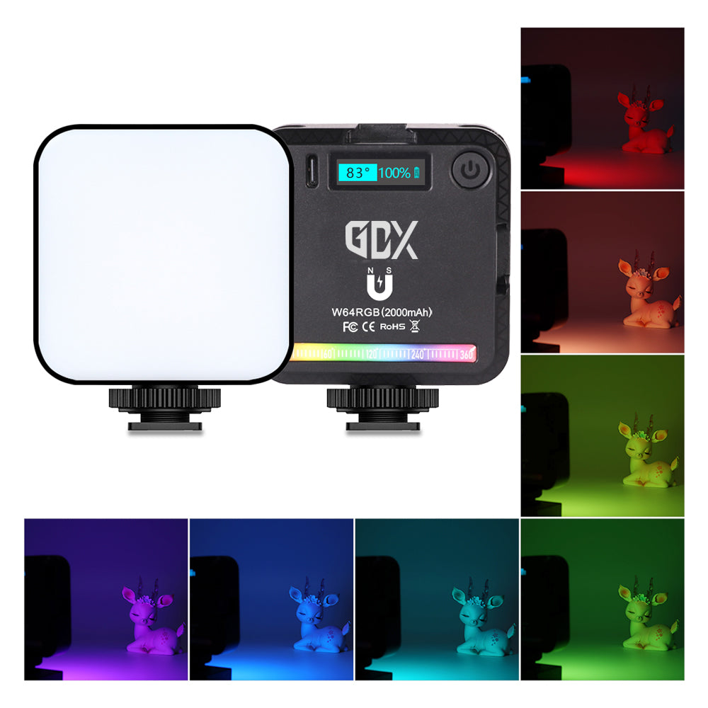 GDX 64 RGB LED Mıknatıslı Mobil Video Işığı 2500K-9000K 20 Efektli Cep LED Işık