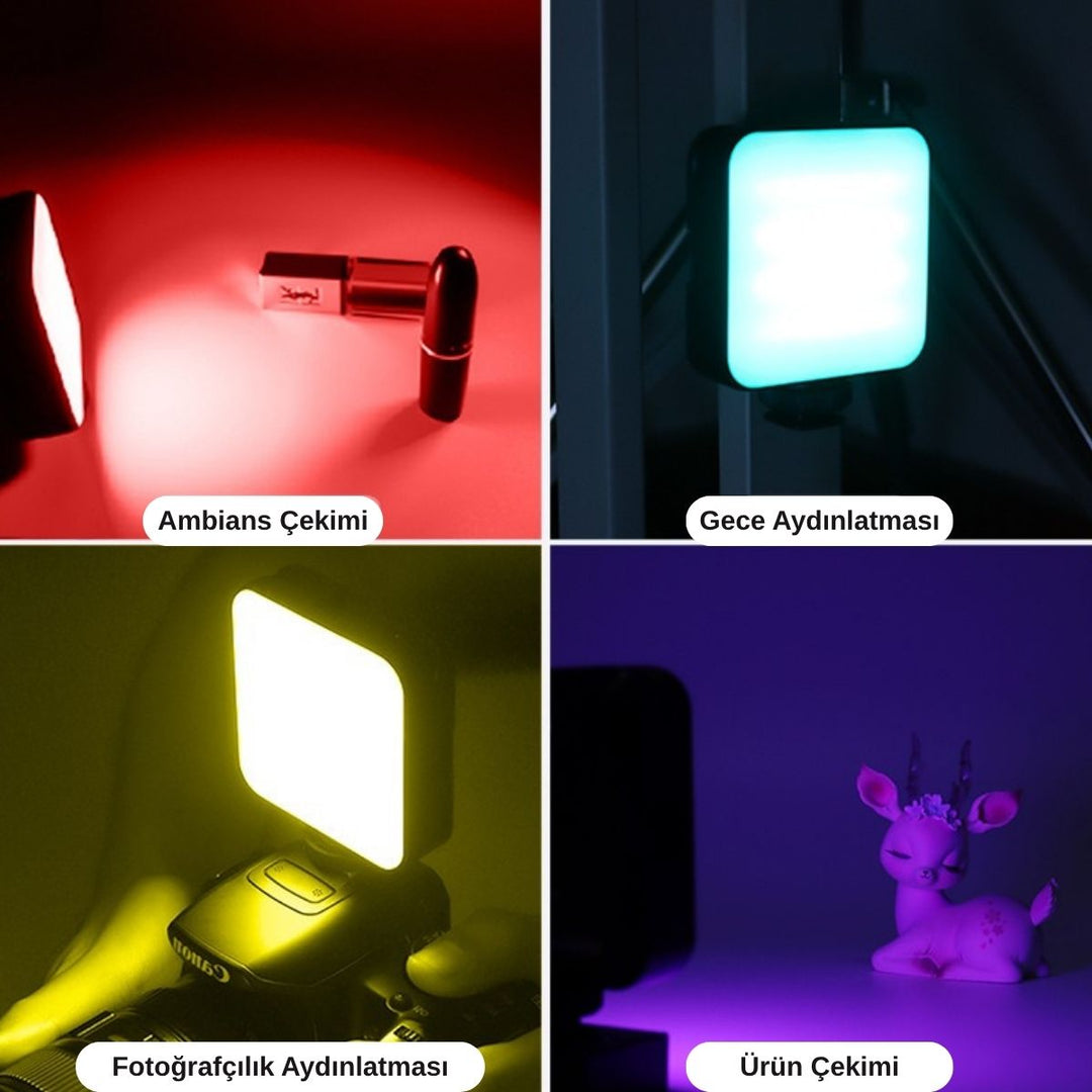 GDX 64 RGB LED Mıknatıslı Mobil Video Işığı 2500K-9000K 20 Efektli Cep LED Işık