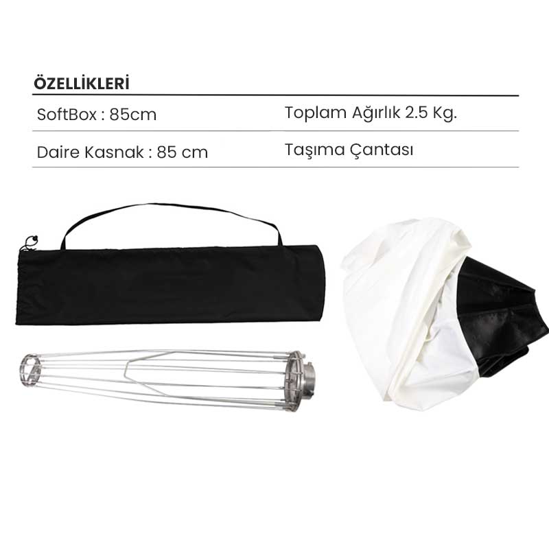 GDX BL-85 Balon Softbox 85 cm Bowens Mount 360 Derece Hızlı Kurulum Lantern Softbox