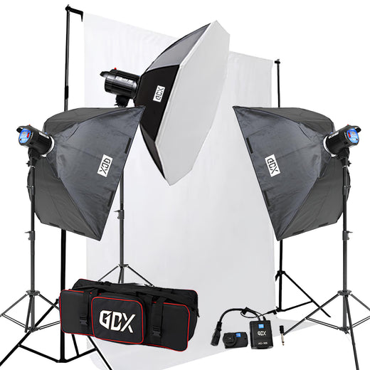 GDX BM400 3’lü Paraflaş Seti 1200Ws + 3x3m Fon Perde ve Fon Standlı Komple Stüdyo Seti